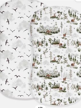 WOODIVILLE 2 pack of jersey baby bassinet sheets lounger covers Nature Escape